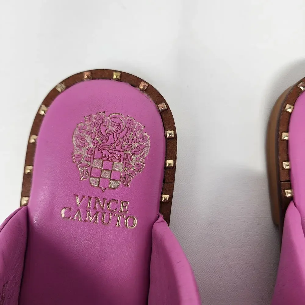 Vince Camuto Palennie Puffy Flat Slide Sandals Women 7M Pink Deep Orchid Leather - Picture 4 of 13
